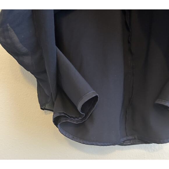 VTG Silk Pleated Mini Skirt 6 Navy Blue Ruffles Luxury Designer RARE Made In USA - Picture 12 of 14